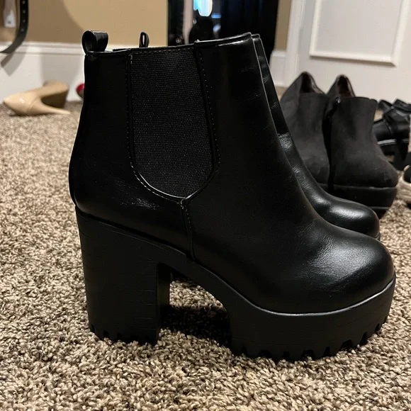 Black Wedge Ankle Boots - Picture 3 of 3